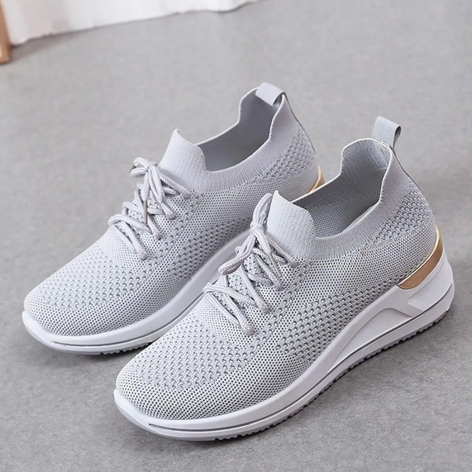 Womens Comfortable Slip On Sneakers Casual Walking Shoes Lightweight Canvas Flats Elastic Non Slip Loafers