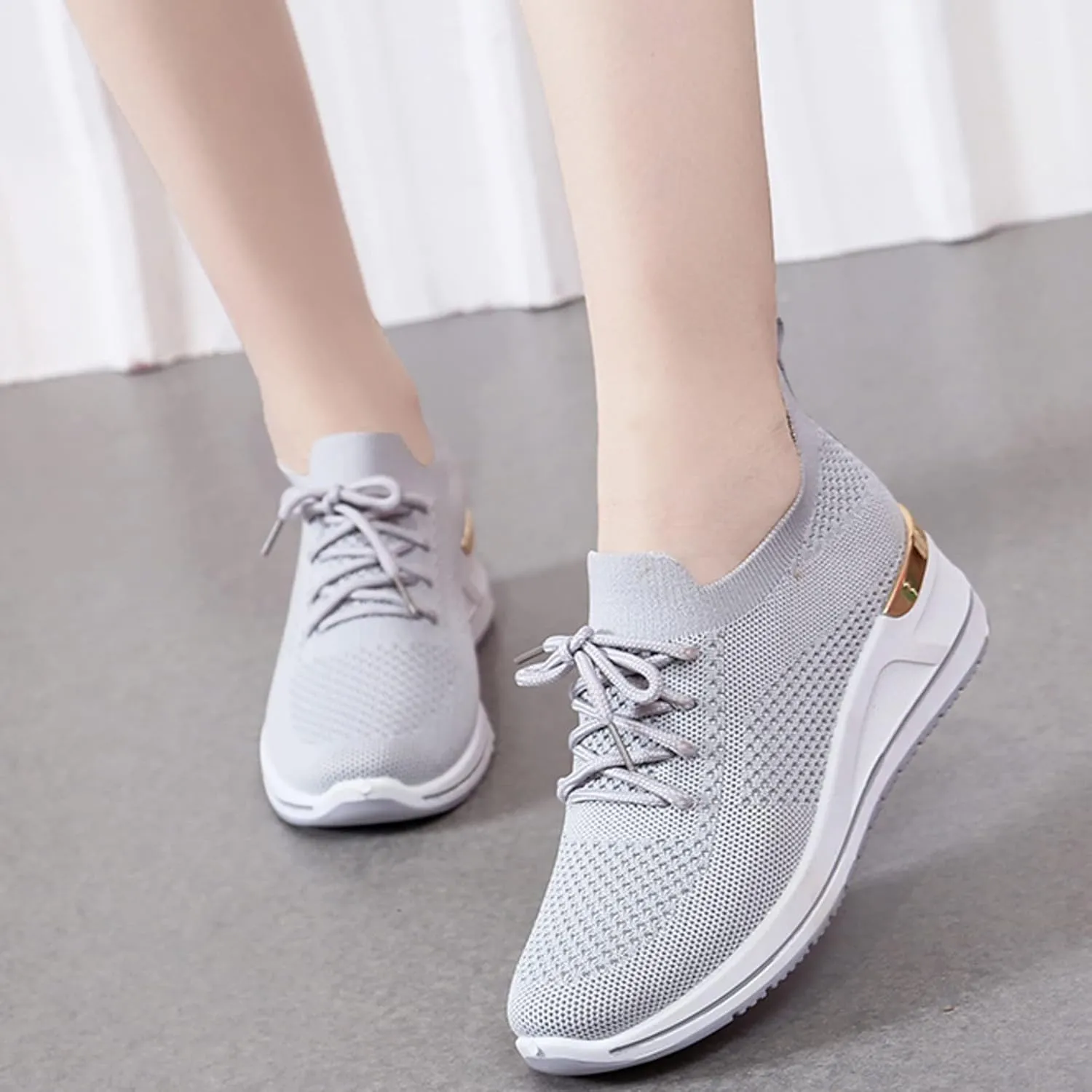 Womens Comfortable Slip On Sneakers Casual Walking Shoes Lightweight Canvas Flats Elastic Non Slip Loafers