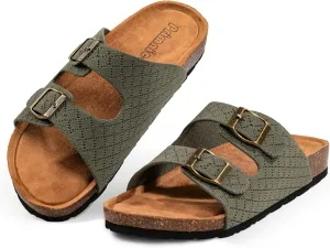 Women's Comfy Arch Support Cork Footbed Adjustable Knitting Straps Indoor and Outdoor Slides Sandals