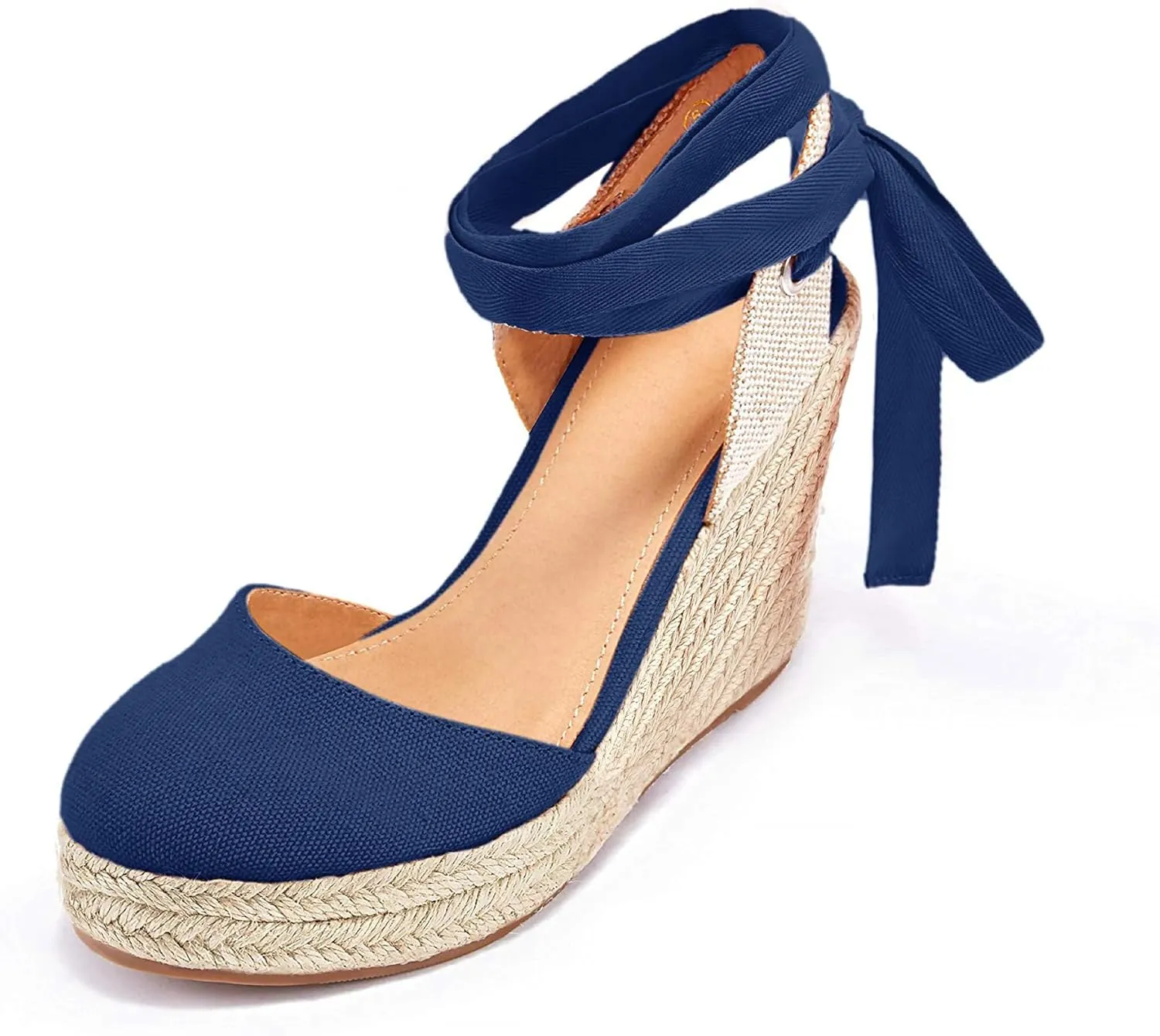 Women's Espadrille Wedge Sandals Closed Toe Lace Up Platform Ankle Wrap Summer Casual Shoes