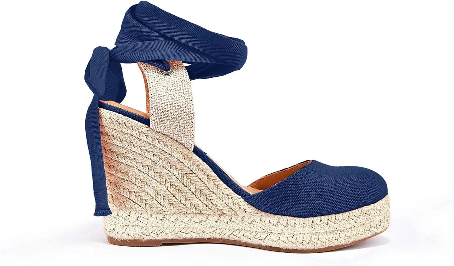 Women's Espadrille Wedge Sandals Closed Toe Lace Up Platform Ankle Wrap Summer Casual Shoes