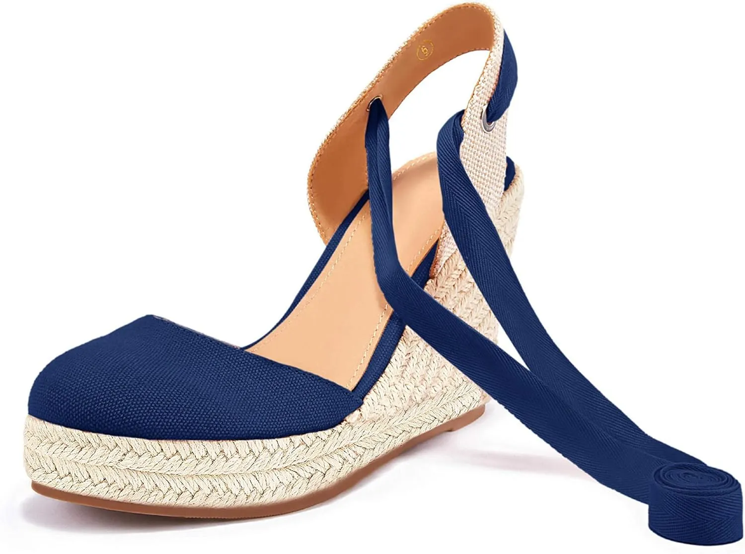 Women's Espadrille Wedge Sandals Closed Toe Lace Up Platform Ankle Wrap Summer Casual Shoes