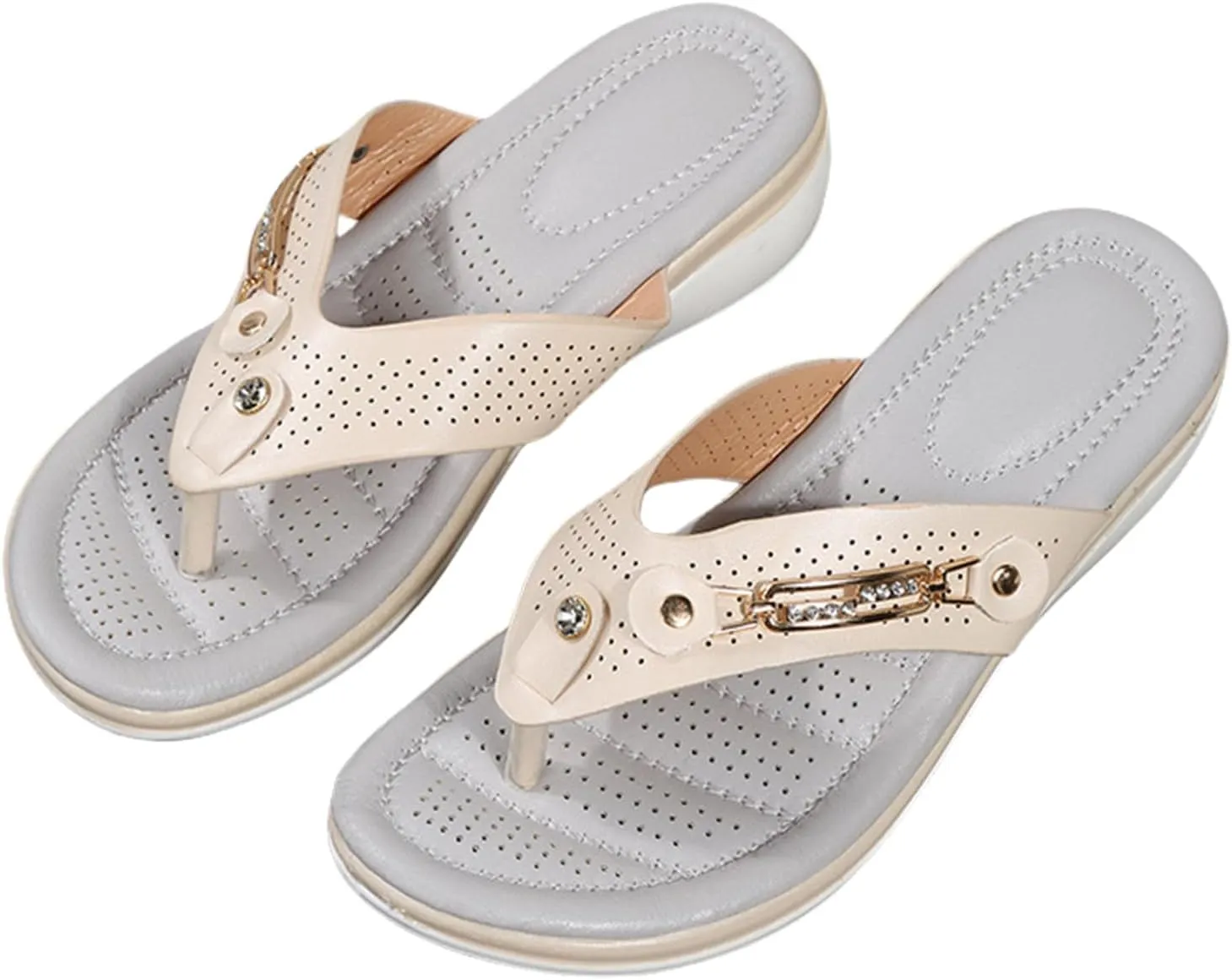 Womens Flat Thong Sandals Comfortable Walking Summer Casual Flip Flops Dressy Sandals 2025 Slip On Toed Sandal Shoes Cushion Arch Support Beach Dressy Low Wedge Lightweight Non-Slip Slippers