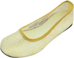 Womens Flats Cut Out Round Toe Slip On Floral Ballet Flat Comfortable Breathable Lace Flats Dressy Daily Walking Shoes
