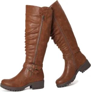 Women's Knee High Boots - Stylish and Comfortable Round Toe Tall Riding Combat Boots with Side Zipper Closure for Fall and Winter Wear For Women