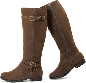 Women's Knee High Boots - Stylish and Comfortable Round Toe Tall Riding Combat Boots with Side Zipper Closure for Fall and Winter Wear For Women