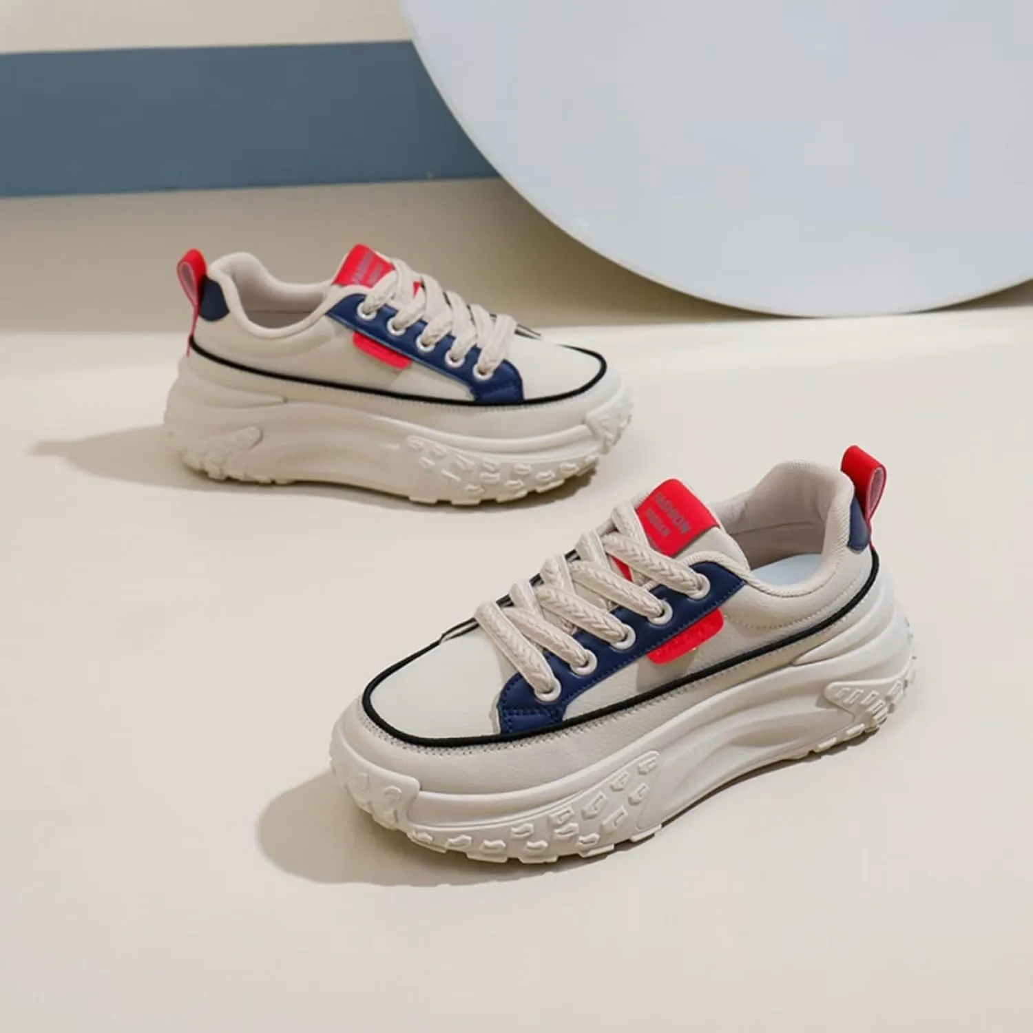 Womens Leather Lace Up Platform Sneakers Height Increase Fashion Casual Non-Slip Shoes for Walking Sport Work Office