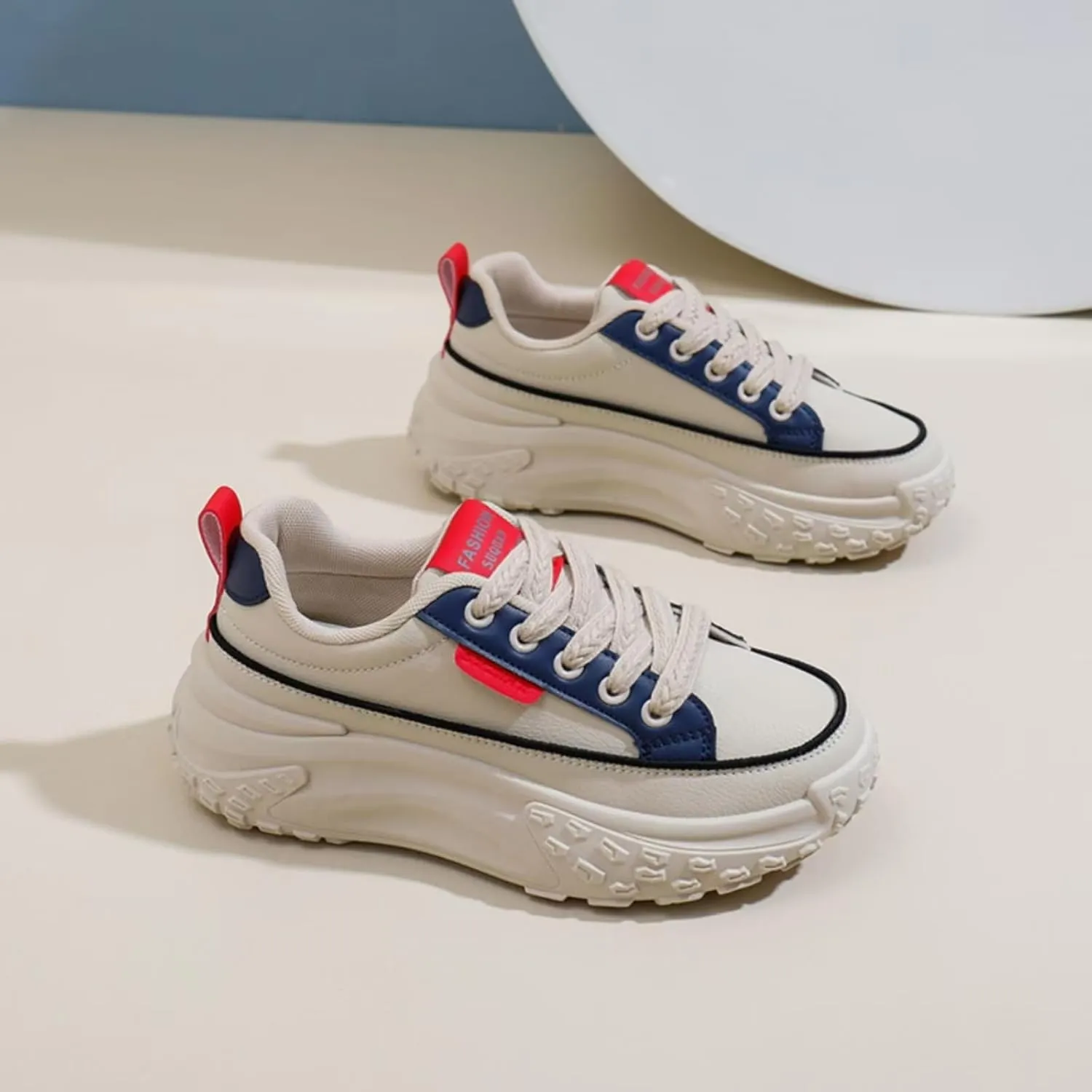 Womens Leather Lace Up Platform Sneakers Height Increase Fashion Casual Non-Slip Shoes for Walking Sport Work Office