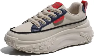 Womens Leather Lace Up Platform Sneakers Height Increase Fashion Casual Non-Slip Shoes for Walking Sport Work Office