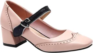 Women's Mid Heel Square Toe Mary Jane Shoes Comfortable Work Dress Casual Walking Slip On Loafers for Women Spring Summer Fashion Footwear