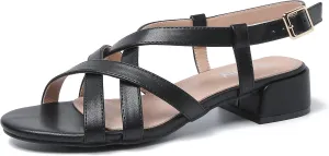 Women's Open Toe Cross Straps Low Block Chunky Heels Slingback Sandals Party Dress Summer Shoes