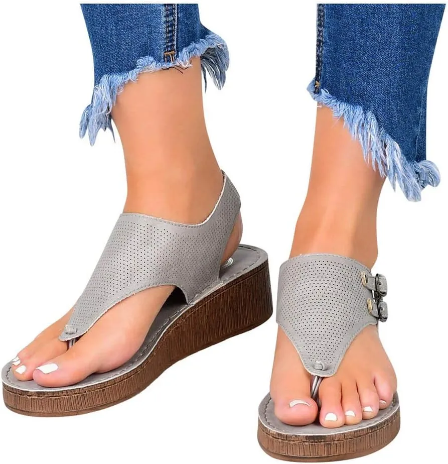Womens Orthopedic Sandals with Arch Support Summer Open Toe Dressy Shoes Wedge Platforms Casual Office Shoes