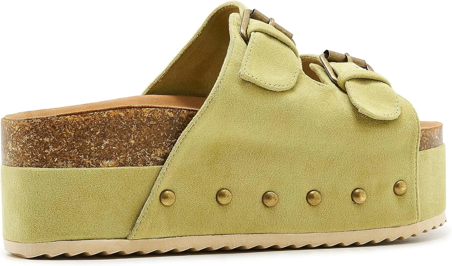 Women's Platform Cork Slides Dual Buckled Straps Clogs Slip On Flatform Sandals for Women Clogs