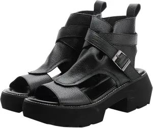 Women's Platform Lug Sole Sandals with Ankle Strap Open Toe Thick Heel Sandal Dressy Summer Block Heels Shoes
