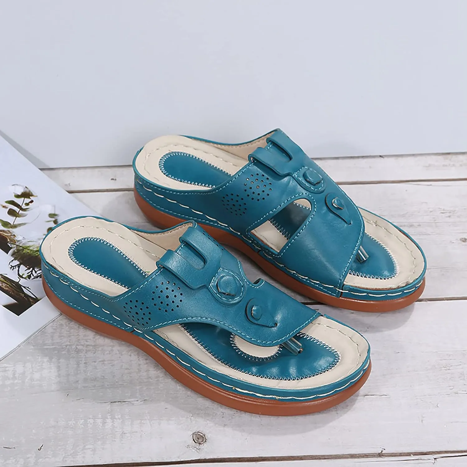 Womens Sandals with Arch Support Walking Flip Flops Shower Wide Wedge Sandal Dressy Summer Arch Support Shoes for Woman Wedge Shoes Slip On Wide Width Dressy Orthopedic Shoe