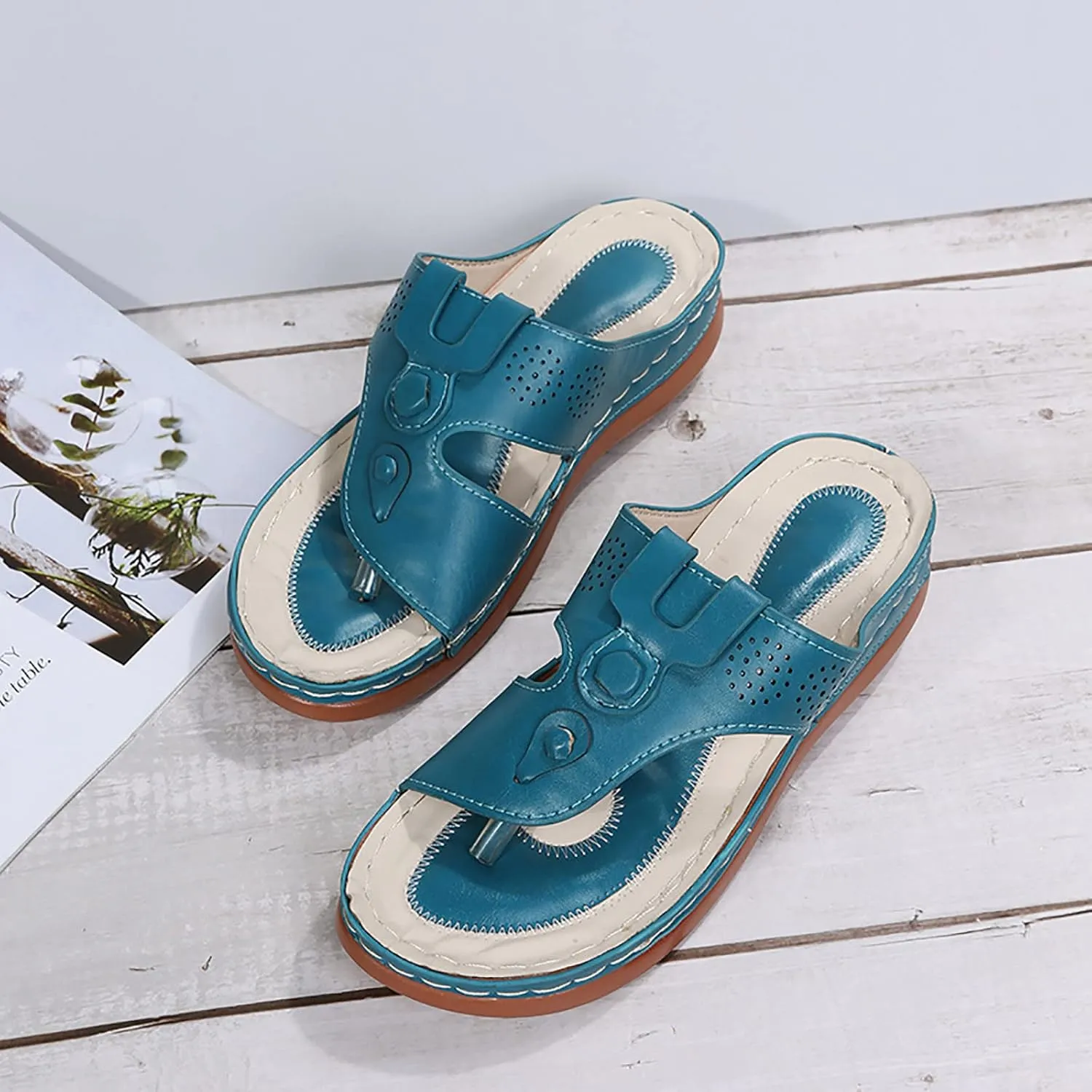 Womens Sandals with Arch Support Walking Flip Flops Shower Wide Wedge Sandal Dressy Summer Arch Support Shoes for Woman Wedge Shoes Slip On Wide Width Dressy Orthopedic Shoe