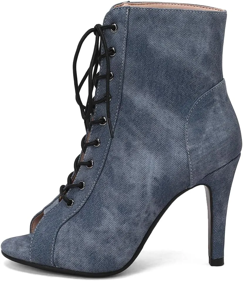 Women's Sexy Peep Toe Stilettos High Heels Ankle Booties Fashion Lace Up Dance Dressy Heeled Sandals