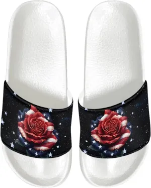 Women's Shower Shoes Fashion Non-Slip Bathroom Bedroom Sandals Slip On House Slides Lightweight Indoor Outdoor Sandals SizeUS 6-13.5