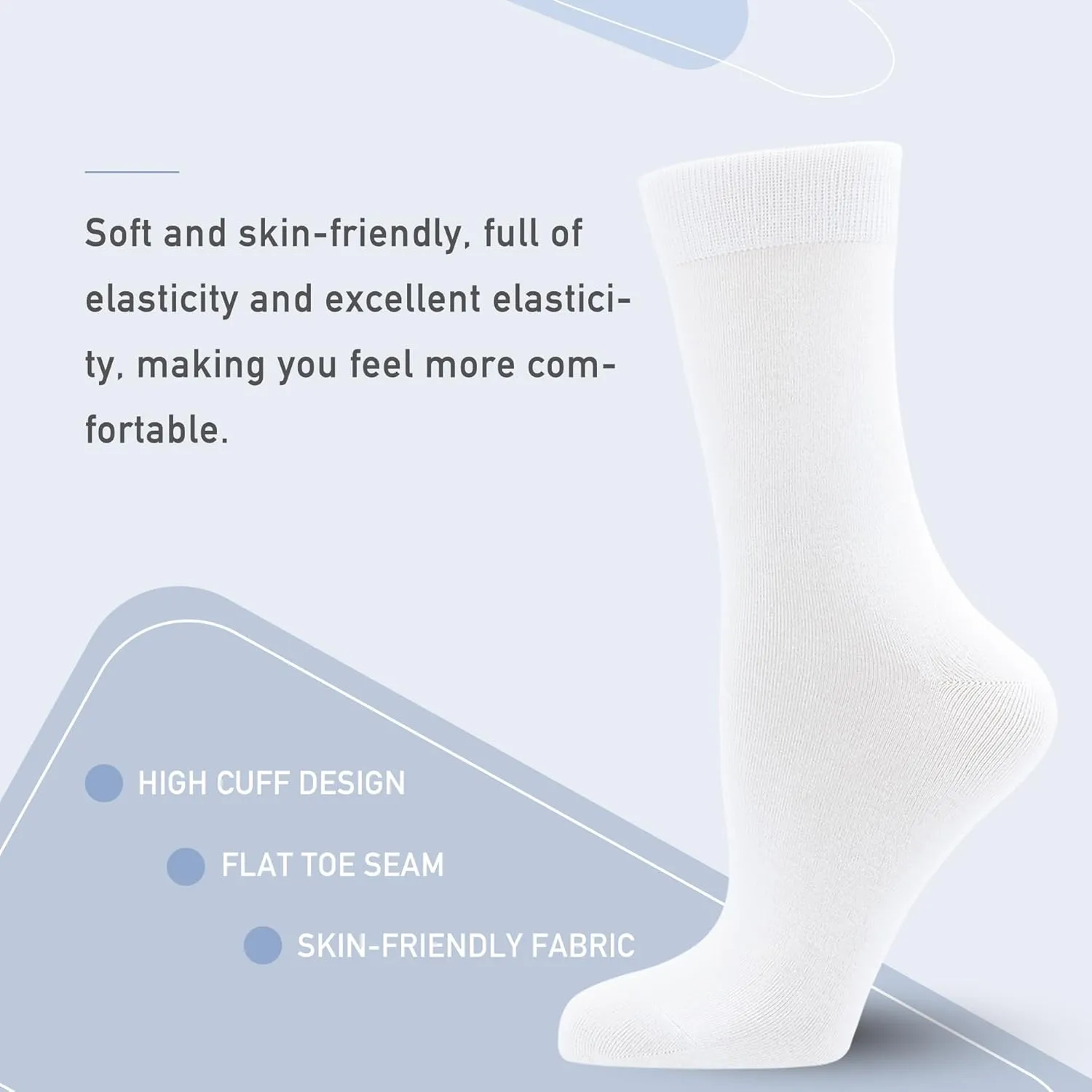 Women's Soft Thin Viscose Bamboo Crew Socks, Fit Stretchy Casual, Business, Dress Calf Sock 5 Pairs