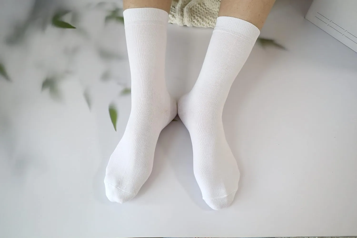 Women's Soft Thin Viscose Bamboo Crew Socks, Fit Stretchy Casual, Business, Dress Calf Sock 5 Pairs
