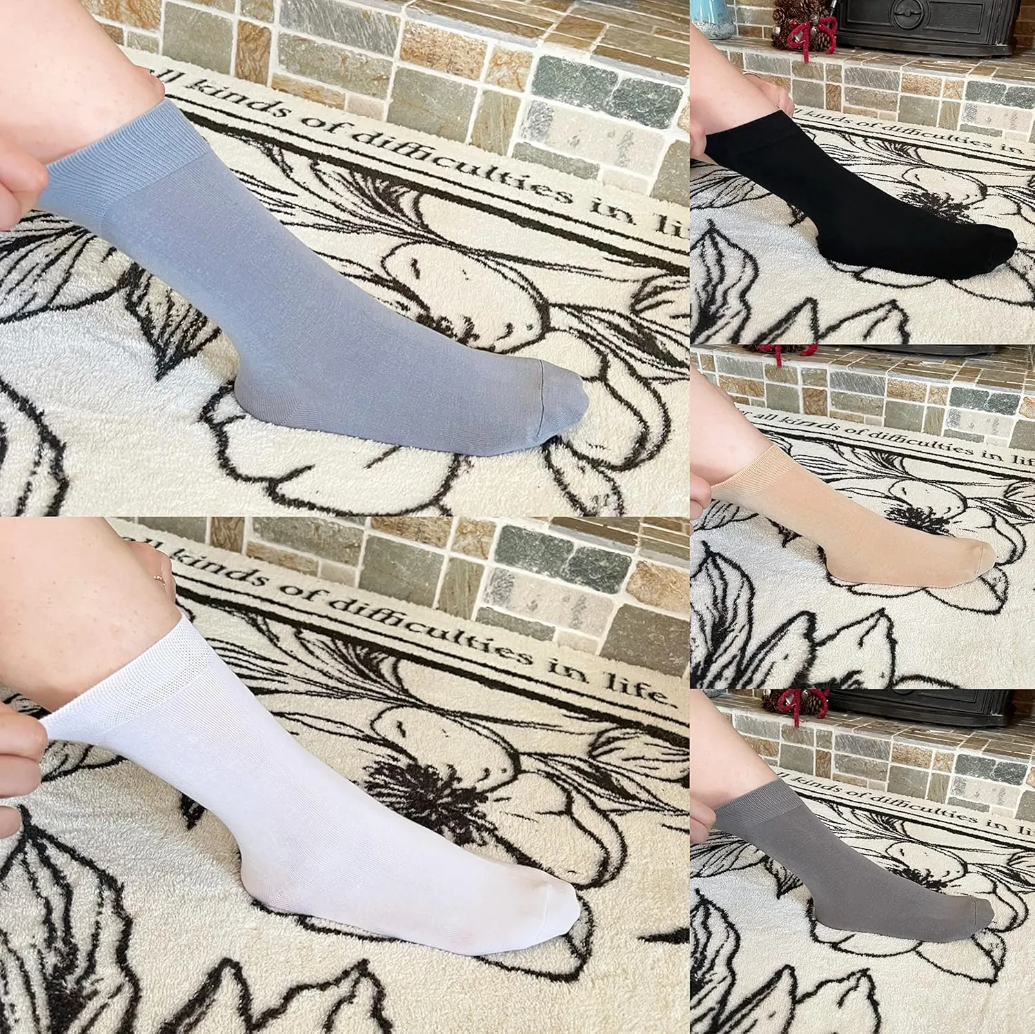 Women's Soft Thin Viscose Bamboo Crew Socks, Fit Stretchy Casual, Business, Dress Calf Sock 5 Pairs