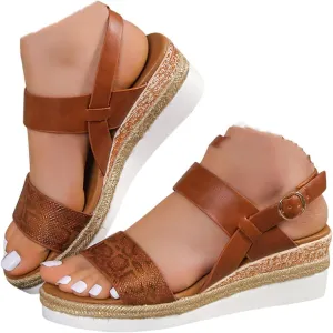 Women's Summer Orthopedic Wedge Sandals, Black, Size Not Specified, Open Toe, Ankle Strap, Espadrilles, Arch Support, Platform, Beach, Casual, Slip On