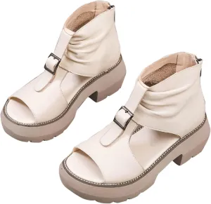 Women's Thick Sole High Top Sandals Comfort Low Heel Summer Dressy Platform Open Toe Shoes Elegant Boots Sandal