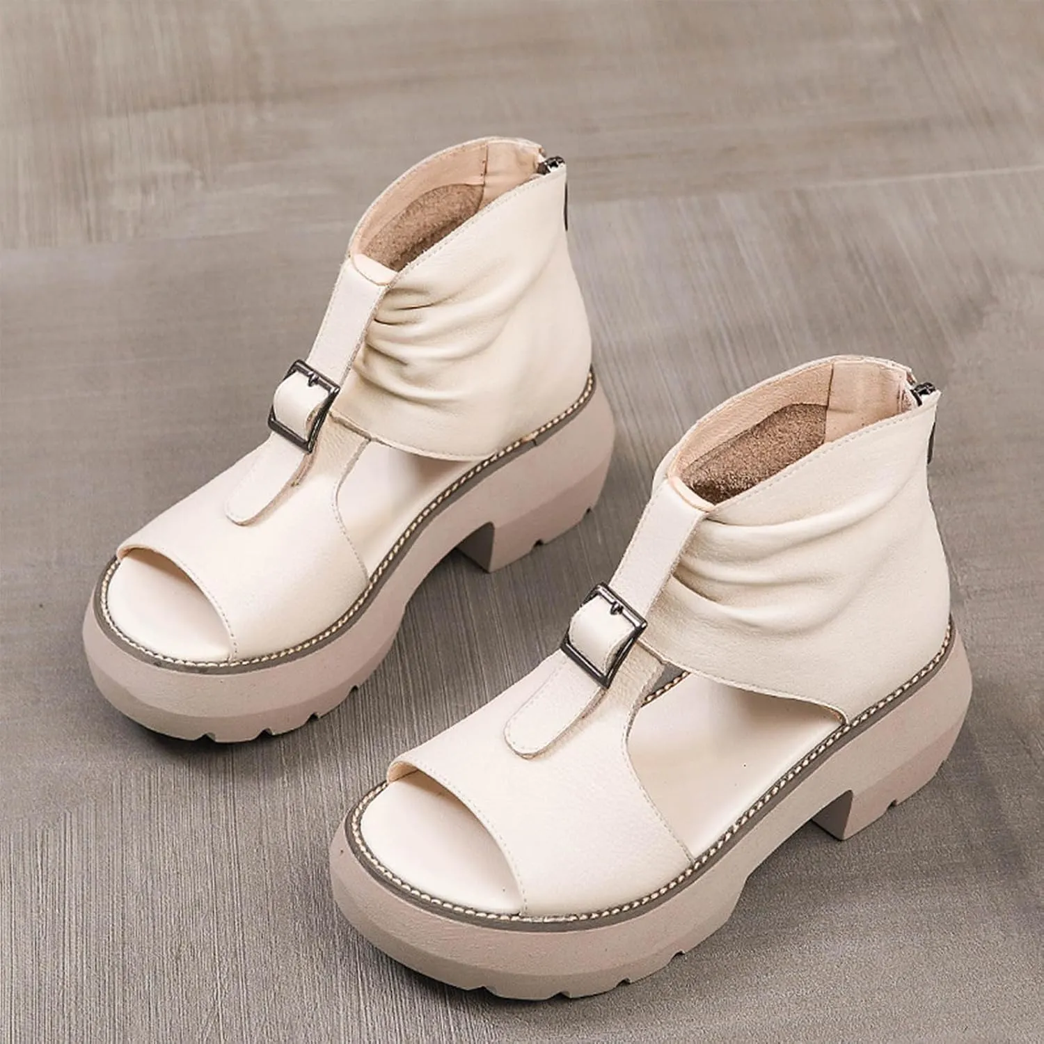 Women's Thick Sole High Top Sandals Comfort Low Heel Summer Dressy Platform Open Toe Shoes Elegant Boots Sandal