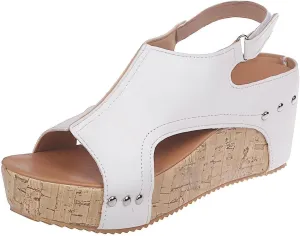 Women's Wedge Sandals With Buckle Ankle Strap for Dressy Summer Casual Flat-Bottomed Platform Wedges Sandal Slip On Peep Toe Slingback Wedding Beach Walking Shoes