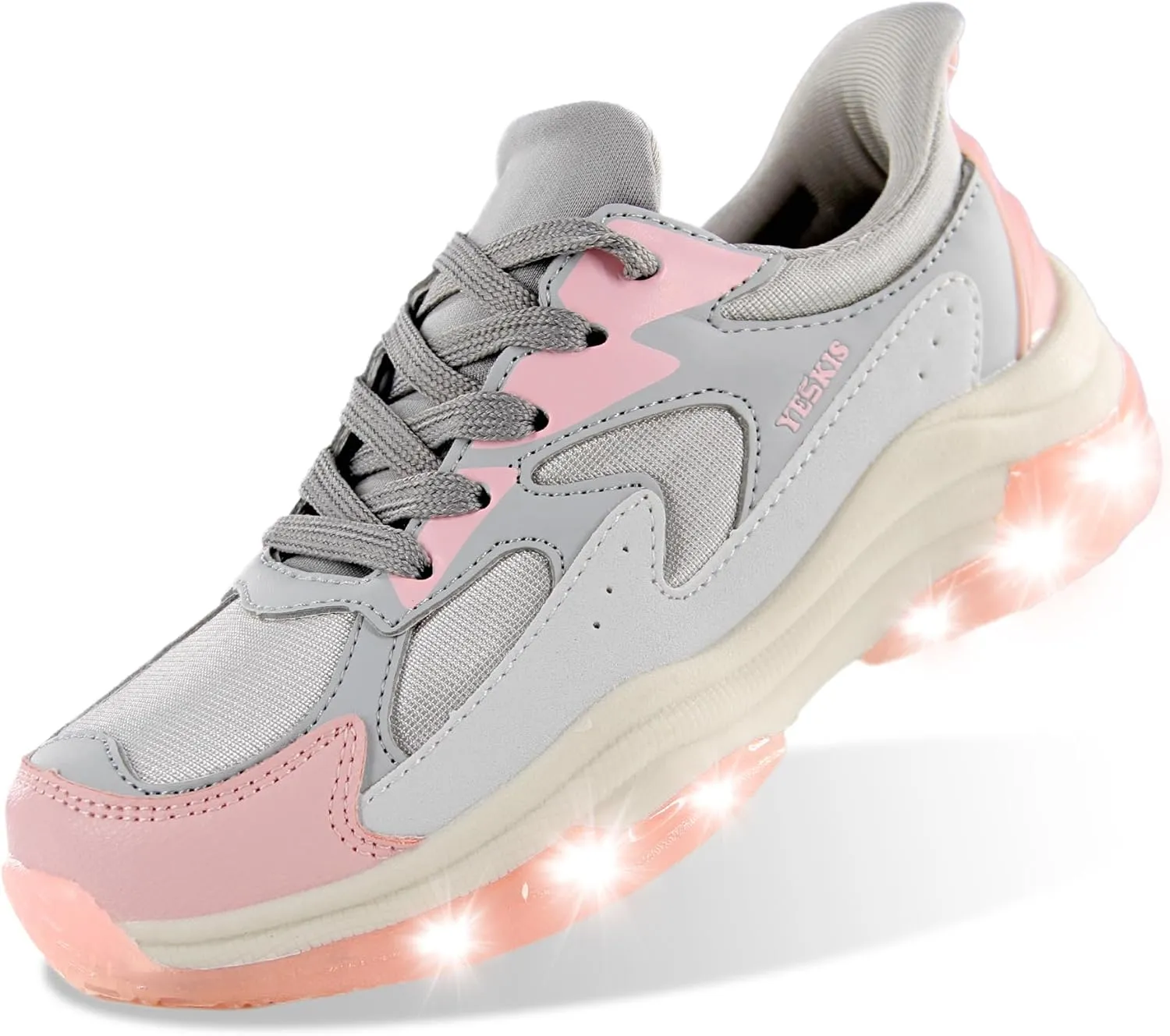 YESKIS Boys Girls Light Up Shoes Kids Lightweight Breathable Mesh Led Flashing Fashion Running Sneakers for Toddler Little Kid