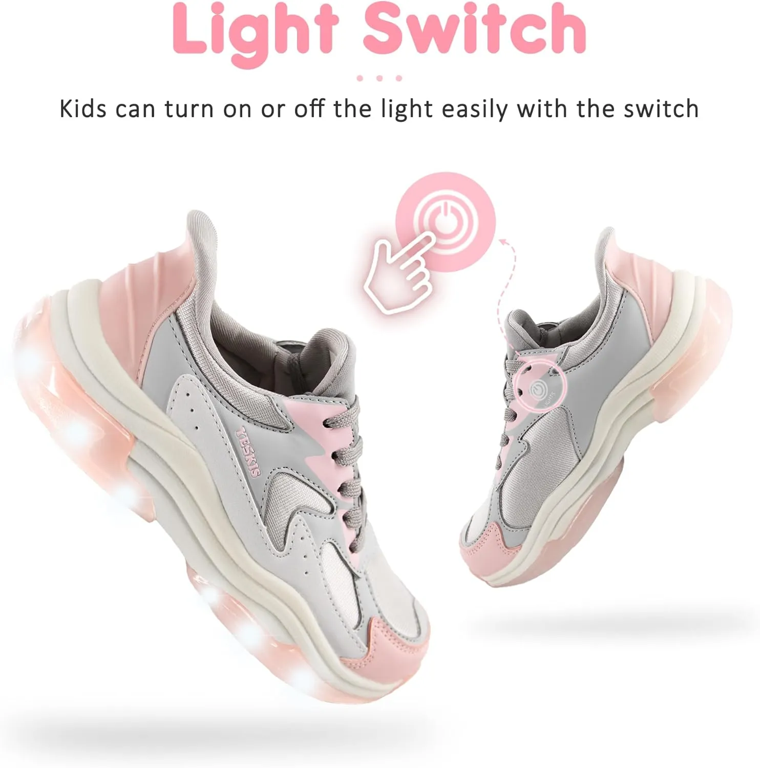 YESKIS Boys Girls Light Up Shoes Kids Lightweight Breathable Mesh Led Flashing Fashion Running Sneakers for Toddler Little Kid