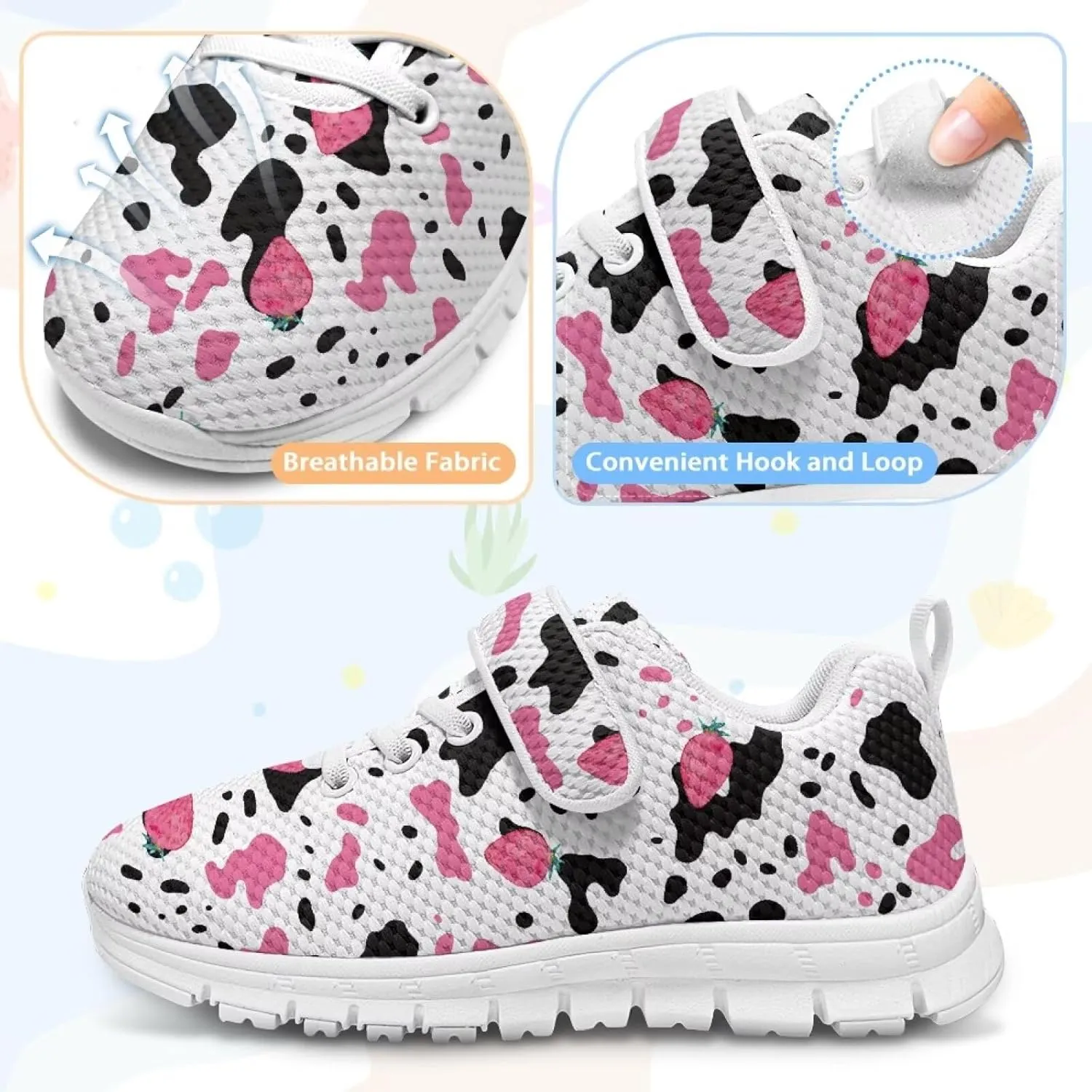 Yzaoxia Unisex Kids Sneakers Hook and Loop Boys Girls Walking Shoes