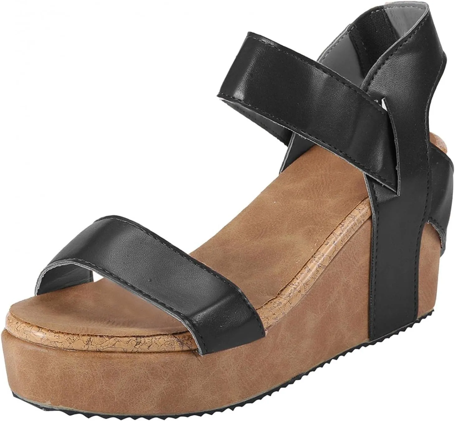 ZBYY Women's Ankle-Strap Heeled Sandals Open Toe Platform Wedge Slip On Sandals Casual Summer Beach Sandals Shoes
