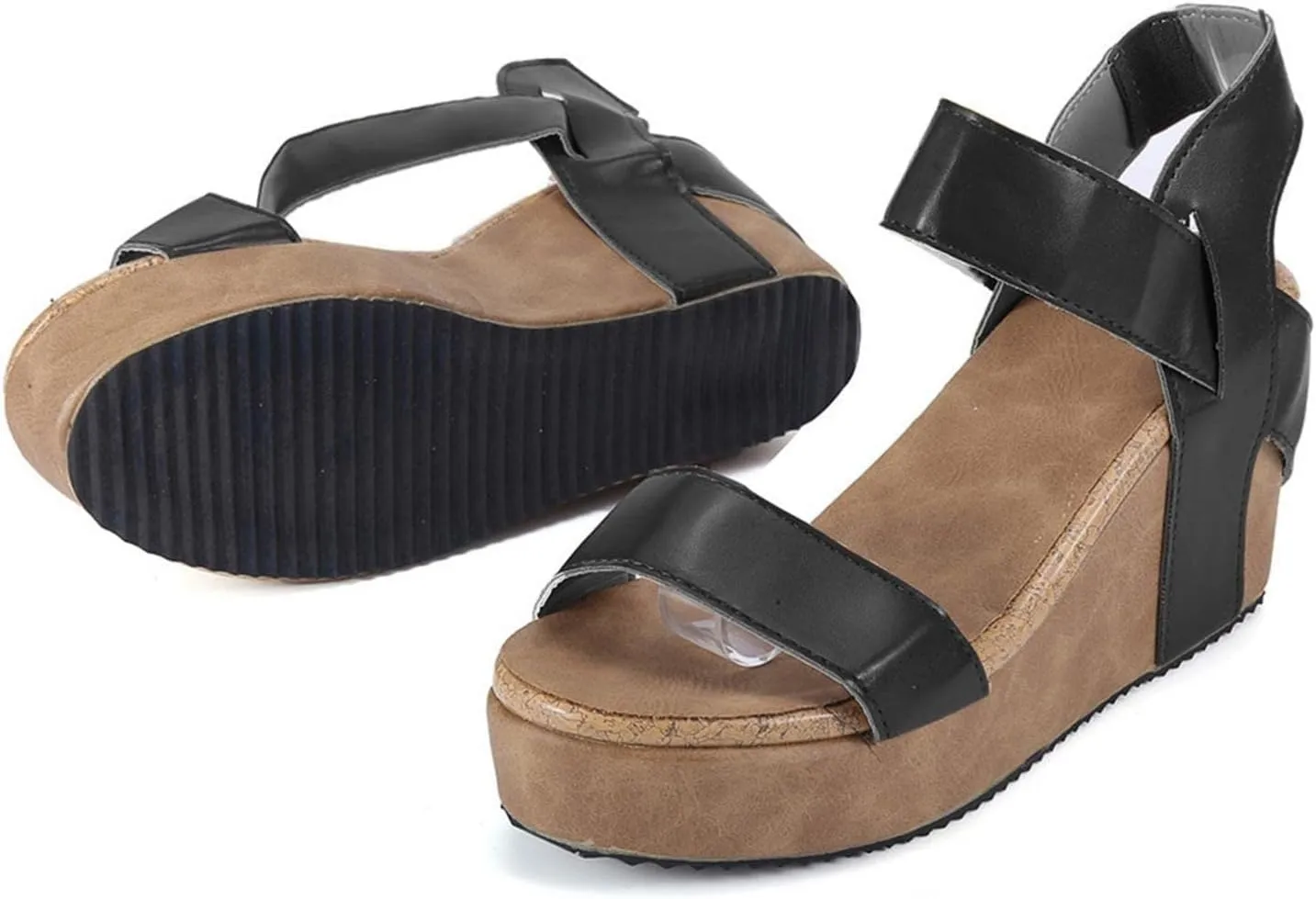 ZBYY Women's Ankle-Strap Heeled Sandals Open Toe Platform Wedge Slip On Sandals Casual Summer Beach Sandals Shoes