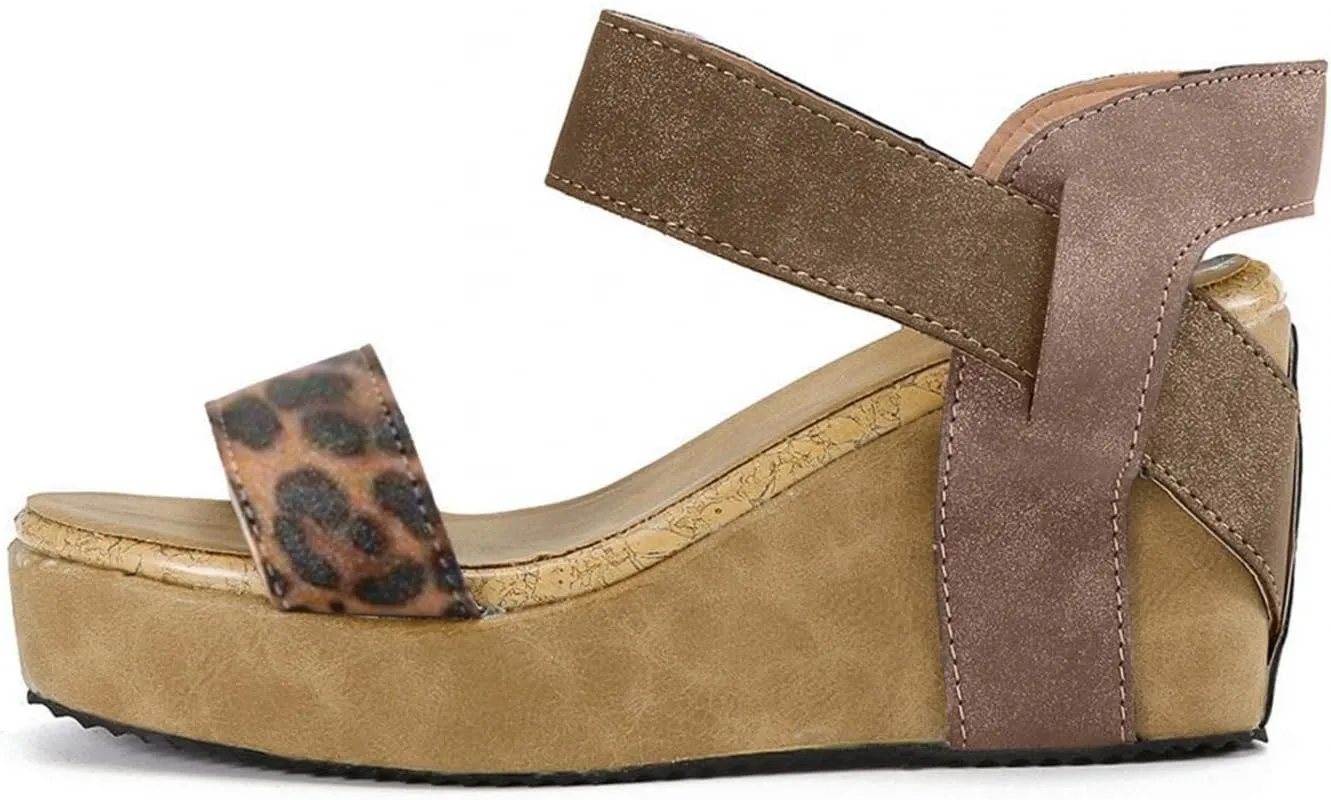 ZBYY Women's Ankle-Strap Heeled Sandals Open Toe Platform Wedge Slip On Sandals Casual Summer Beach Sandals Shoes