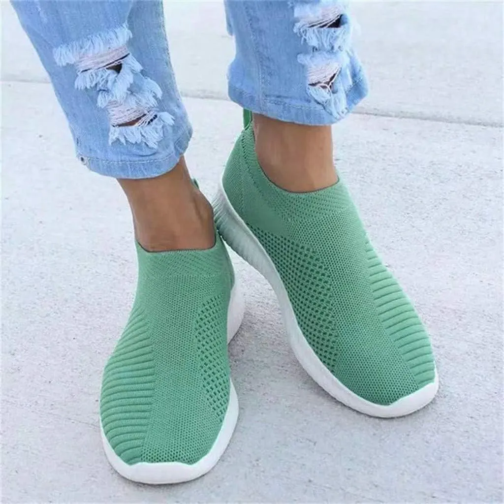 ZSpzx Quick Dry Casual Boat Shoes for Women Ladies Flat Fashion Casual Loafers Slip On Low Top Mesh Breathable Elastic Athletic Non Slip Tennis Jogging Sneakers for Gym Travel Daily Wear