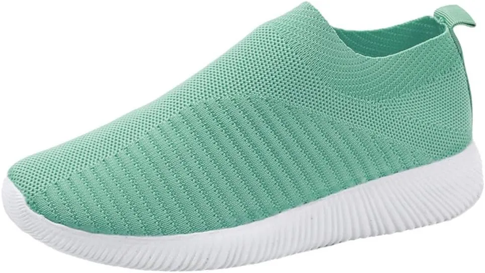 ZSpzx Quick Dry Casual Boat Shoes for Women Ladies Flat Fashion Casual Loafers Slip On Low Top Mesh Breathable Elastic Athletic Non Slip Tennis Jogging Sneakers for Gym Travel Daily Wear